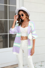 Load image into Gallery viewer, Color Block Ribbed Dropped Shoulder Open Front Cardigan