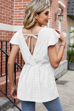 Load image into Gallery viewer, Tied Ruffled Round Neck Peplum T-Shirt