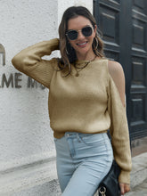 Load image into Gallery viewer, Cold-Shoulder Round Neck Sweater