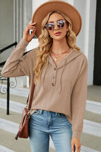 Load image into Gallery viewer, Drawstring Half Button Long Sleeve Hoodie