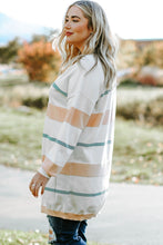 Load image into Gallery viewer, Plus Size Striped Open Front Cardigan