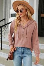 Load image into Gallery viewer, Drawstring Half Button Long Sleeve Hoodie