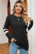 Load image into Gallery viewer, Striped Heathered Round Neck T-Shirt