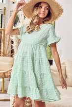 Load image into Gallery viewer, BiBi Ruffled Hem Short Sleeve Tiered Dress