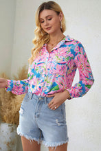 Load image into Gallery viewer, Double Take Floral Long Sleeve Collared Shirt