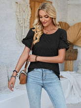 Load image into Gallery viewer, Frill Round Neck Petal Sleeve Blouse
