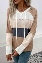 Load image into Gallery viewer, Color Block Drawstring Hooded Sweater