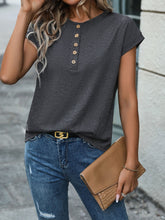 Load image into Gallery viewer, Half Button Round Neck T-Shirt