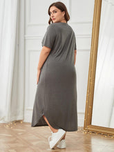 Load image into Gallery viewer, Plus Size Pocketed V-Neck Short Sleeve Lounge Dress