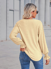 Load image into Gallery viewer, V-Neck Eyelet Flounce Sleeve Blouse