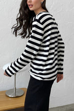 Load image into Gallery viewer, Striped Round Neck Long Sleeve Sweater