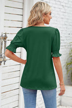 Load image into Gallery viewer, Smocked Square Neck Short Sleeve T-Shirt