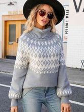 Load image into Gallery viewer, Turtleneck Lantern Sleeve Sweater