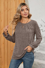 Load image into Gallery viewer, Ruched Round Neck Flounce Sleeve T-Shirt