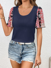 Load image into Gallery viewer, Printed Puff Sleeve Round Neck Tee