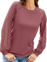 Load image into Gallery viewer, Full Size Eyelet Round Neck Long Sleeve T-Shirt