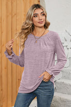 Load image into Gallery viewer, Ruched Round Neck Flounce Sleeve T-Shirt