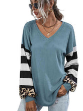 Load image into Gallery viewer, Leopard Striped Waffle-Knit Top