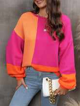 Load image into Gallery viewer, Color Block Round Neck Sweater