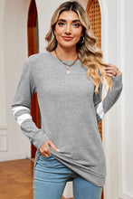 Load image into Gallery viewer, Striped Heathered Round Neck T-Shirt