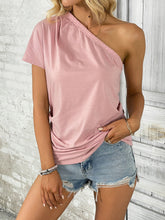 Load image into Gallery viewer, One Shoulder Short Sleeve T-Shirt