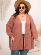 Load image into Gallery viewer, Plus Size Open Front Dropped Shoulder Knit Cardigan