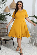 Load image into Gallery viewer, Plus Size Round Neck Openwork Dress