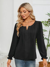 Load image into Gallery viewer, Notched Flounce Sleeve Blouse