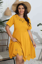 Load image into Gallery viewer, Plus Size Round Neck Openwork Dress