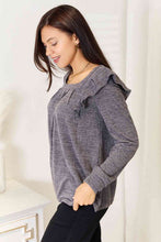 Load image into Gallery viewer, Double Take Square Neck Ruffle Shoulder Long Sleeve T-Shirt