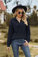 Load image into Gallery viewer, Collared Neck Cable-Knit Long Sleeve Blouse