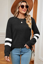 Load image into Gallery viewer, Striped Heathered Round Neck T-Shirt
