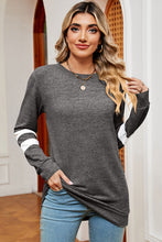 Load image into Gallery viewer, Striped Heathered Round Neck T-Shirt