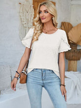 Load image into Gallery viewer, Frill Round Neck Petal Sleeve Blouse