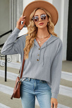 Load image into Gallery viewer, Drawstring Half Button Long Sleeve Hoodie