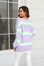 Load image into Gallery viewer, Color Block Ribbed Dropped Shoulder Open Front Cardigan