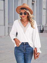 Load image into Gallery viewer, V-Neck Eyelet Flounce Sleeve Blouse