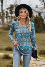 Load image into Gallery viewer, Printed Square Neck Long Sleeve Blouse