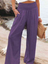 Load image into Gallery viewer, Full Size Smocked Waist Wide Leg Pants