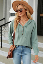 Load image into Gallery viewer, Drawstring Half Button Long Sleeve Hoodie