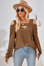 Load image into Gallery viewer, Cutout Square Neck Cold Shoulder T-Shirt