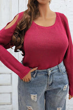 Load image into Gallery viewer, Plus Size Cold Shoulder Round Neck Sweater