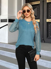 Load image into Gallery viewer, Waffle-Knit Round Neck Long Sleeve Blouse