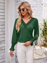 Load image into Gallery viewer, Smocked V-Neck Long Sleeve Blouse