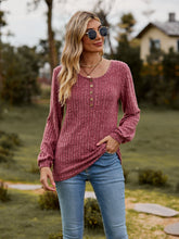 Load image into Gallery viewer, Round Neck Button-Down Long Sleeve Tee