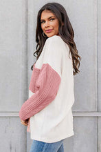 Load image into Gallery viewer, Full Size Color Block Cable-Knit Sweater
