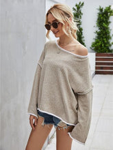 Load image into Gallery viewer, Boat Neck Dropped Shoulder Sweater