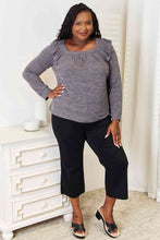 Load image into Gallery viewer, Double Take Square Neck Ruffle Shoulder Long Sleeve T-Shirt