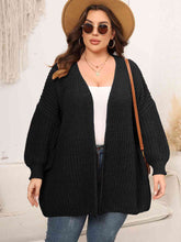 Load image into Gallery viewer, Plus Size Open Front Dropped Shoulder Knit Cardigan