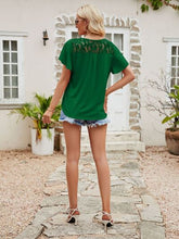 Load image into Gallery viewer, Lace Detail Round Neck Short Sleeve T-Shirt
